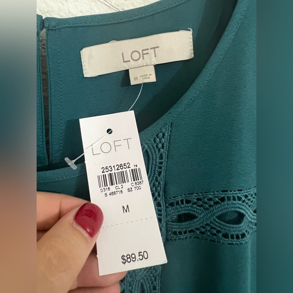 LOFT Women's Lace Trim Flounce Dress Size Medium NWT - Picture 7 of 10